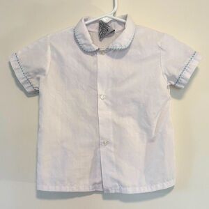 Vintage Cuties By Judy White Button Down Short Sleeve Shirt White Baby 24 Months